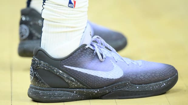 Minnesota Timberwolves center Naz Reid wears the Nike Kobe 6 Protro.